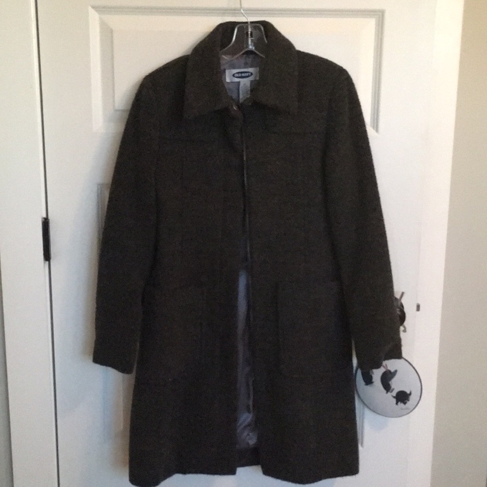 Long wool zip up coat